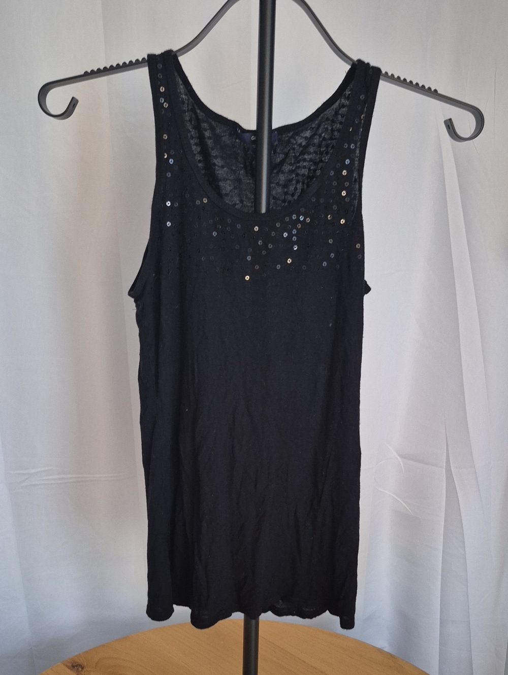 GAP Black Sequin Scoop Neck Tank Top